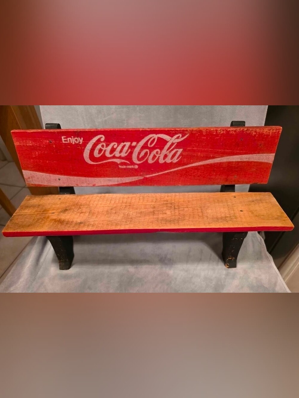 VTG, hand-crafted Coca-Cola toy or doll display bench